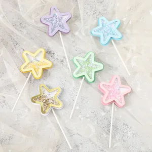 Decorazioni per torte a stella color pastello con paillettes per compleanno