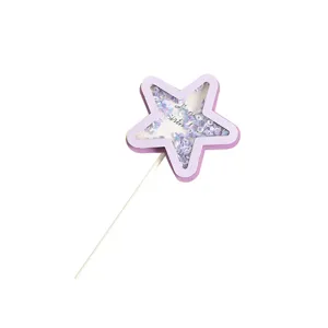 Topper per torta a stella viola con paillettes iridescenti per decorazione compleanno