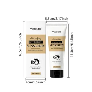 Crème solaire au suif de bœuf VIARELINE 80g vue détaillée avec dimensions et caractéristiques.