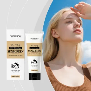 Viareline Crème Solaire de Tallow de Bœuf SPF 50+ Visage et Corps 80g Protection