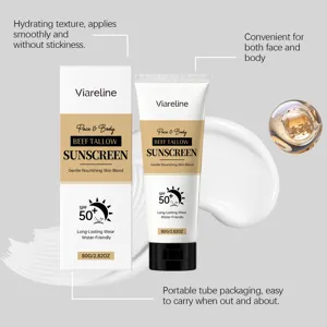 Viareline creme solaire au suif de boeuf FPS 50+ hydratante legere visage corps 80g