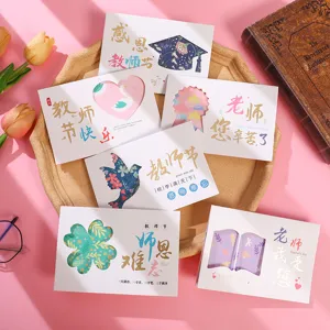 Cartes de Vœux Créatives pour la Journée des Enseignants Pliées en Trois Ajourées Découpées au Laser avec Enveloppes