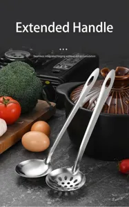 Set di mestolo e schiumarola in acciaio inossidabile con manico lungo per la cucina.