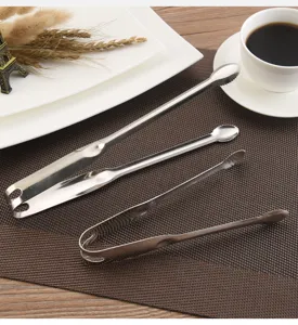 Stainless steel kitchen food tongs set in various sizes for restaurant catering