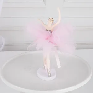 Elegante Ballet Meisje Taarttopper Met Gaas Tutu Elegante Ballerina Figuur Voor Verjaardag Meisje Thema Bruiloft Taart Decoratie Esthetische Ornamenten