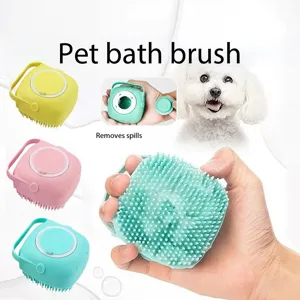 Multifunctional Silicone Pet Bath Brush Soft Bristles Dog Cat Massage Brush Portable Grooming Shower Cleaning Tool