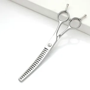 Professional stainless steel pet grooming thinning scissors with double finger rings for dogs cats hair