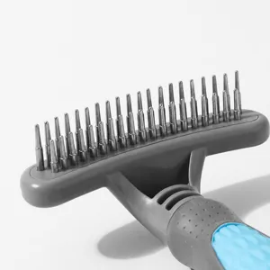 Professional pet slicker brush for dogs and cats, gentle undercoat grooming tool for shedding.