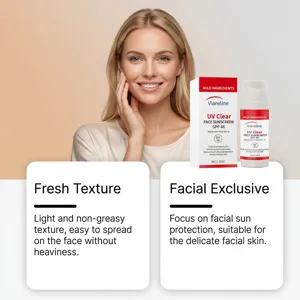 Ανtiηλιακό προσώπου Viareline SPF 46, ελαφρύ και μη λιπαρό για ευαίσθητη επιδερμίδα.