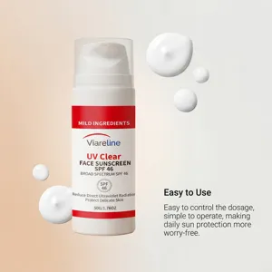 VIARELINE αντηλιακή κρέμα προσώπου SPF 46, ελαφριά, μη λιπαρή, καθημερινή προστασία UV.