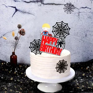 Decorazione per Torta Ragno Ragnatela Halloween Compleanno Festa Decorazioni Carta Traforata per Bambini Tema Supereroi