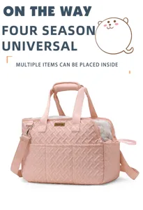 Pink quilted pet carrier bag large capacity shoulder tote breathable travel bag for small dogs cats