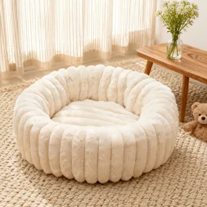 Winter Warm Rabbit Plush Round Dog Bed Extra Large Thickened Anti Slip Pet Sleeping Mat For Cats And Dogs