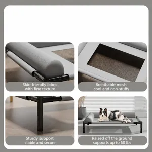 Raised pet bed cooling dog cot elevated mesh pet bed breathable portable pet sleeping bed