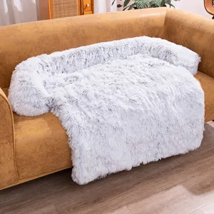 Lit canapé moelleux en peluche pour chien et chat, tapis de protection hiver chaud.