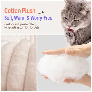 Plush round pet bed with soft filling, warm and cozy sleeping mat for cats and dogs.