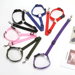Adjustable pet car seat belt dog safety lead multi-color nylon travel restraint strap leash