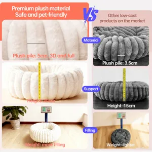 Extra large round plush dog bed, thickened warm winter pet sleeping mat for cats and dogs.