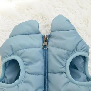 Winter warm pet padded vest, thick fleece dog coat, cozy puppy apparel detail view.