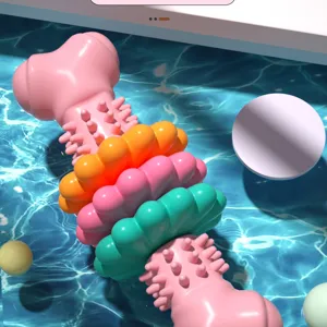 Pet chew toy dog TPR bone shaped colorful succulent slice molar toy set for teeth cleaning.
