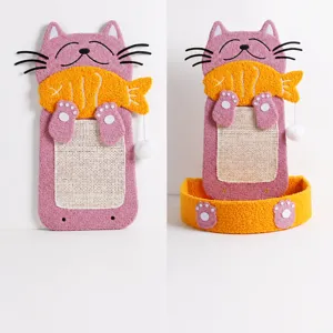 Cute cat scratching board sisal wall mounted cat nest pet toy interactive scratching post