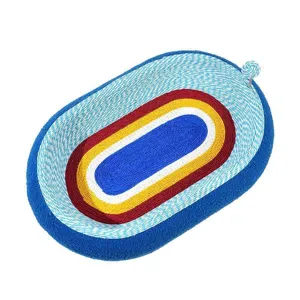 Oval woven cat scratcher bed colorful rope pet scratching pad scratching bowl toy for cats