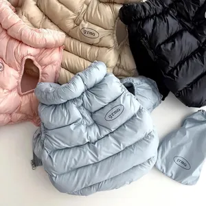 Winter warm pet down vest coat with storage bag, thick padded puppy jacket for small dogs and cats.