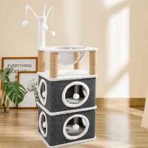 Cadre d'Escalade pour Chats Multi-Couches Maison pour Chats Carrée Avec Capsule Spatiale Transparente Poteau en Sisal Arbre à Chat Chaud Fournitures pour Animaux