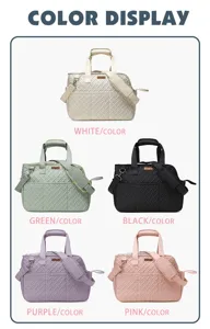Quilted pet carrier bag multi-color display detail showcasing storage and design.