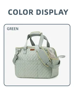 Portable breathable pet cat carrier bag outdoor single shoulder crossbody canvas green.