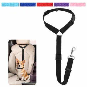 Pet Car Seat Belt Adjustable Nylon Dog Car Safety Lead Retractable Vehicle Restraint Strap Travel Accessories