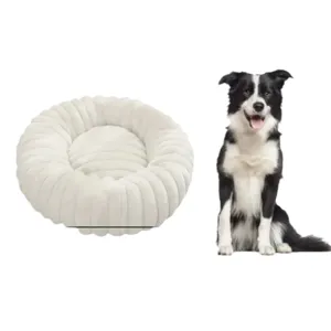 Plush circular dog bed, winter warm thick pet sleeping mat for cats and dogs large size