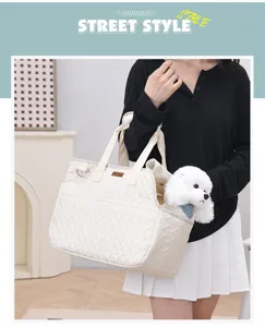 Portable breathable pet carrier bag, large capacity canvas shoulder crossbody bag for cats.