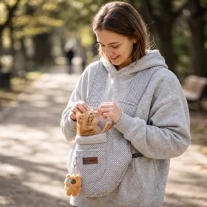 Tragbarer Atmungsaktiver Mesh Haustierträger Rucksack Doppelter Schulter- und Umhängetasche Hund Katze Reistasche Outdoor Zubehör