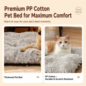 Thickened plush pet mat with soft PP cotton filling, warm and durable for dogs and cats.