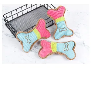 Jouet en peluche os pour chien couineur resistant jouet a macher pour chiots et chats