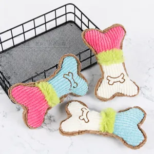 Jouet à Mâcher pour Animal Mignon Forme d'Os Jouet en Peluche pour Chien Jouet Sonore Interactif pour Chiot Petits Chiens Jeu Quotidien