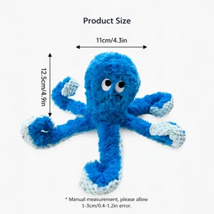 Plush octopus pet toy for dogs and cats, durable interactive squeaky chew toy with soft material.
