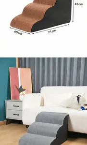 Scaletta per cani gatti antiscivolo in spugna per letto e divano 71x40x45cm nuova