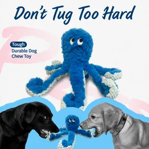 Plush octopus dog toy interactive chewing squeaky pet toy durable molar toy for dogs and cats