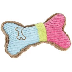Jouet à mâcher en peluche pour chien os coloré en velours côtelé pour petits animaux