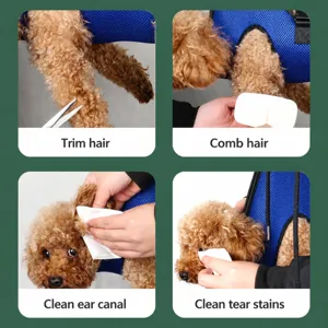 Breathable pet grooming hammock for dogs cats nail trimming bathing and daily care safety.