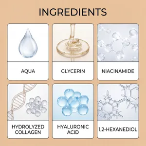 Immagine di dettaglio del siero viso HOYGI che evidenzia i principali ingredienti.