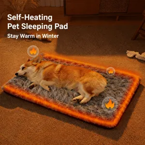 Plush pet self-heating thermal sleeping mat cozy dog and cat winter warm bed pad.