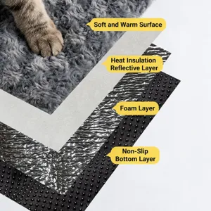 Self-warming pet blanket with four-layer thermal insulation design for cats and dogs winter comfort.
