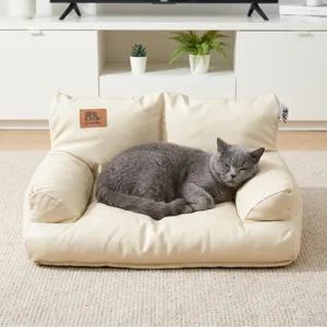 Waterdichte tech-stof huisdier sofa bed met comfortabele rugleuning voor honden en katten.