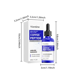 Siero viso al peptide di rame VIARELINE 30ml con pipetta e scatola, idratante antirughe.