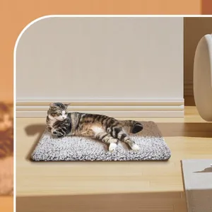 Selbsterwärmende Haustiermatte Thermisches Katzenbett Kuscheldecke für Hunde Katzen Grau