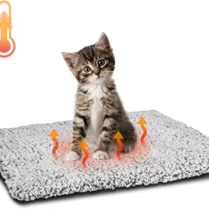 Graue plüschige Haustier Heizmatte für Katzen und Hunde, gemütliches thermisches Bett.