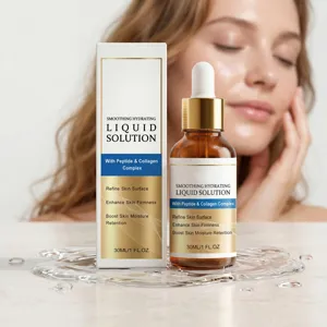 Vista dettagliata del flacone contagocce di siero viso idratante con peptidi.